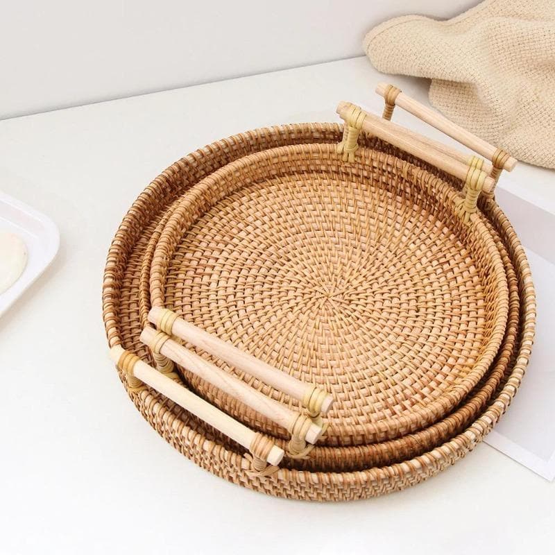 Handmade Round Rattan Basket dylinoshop