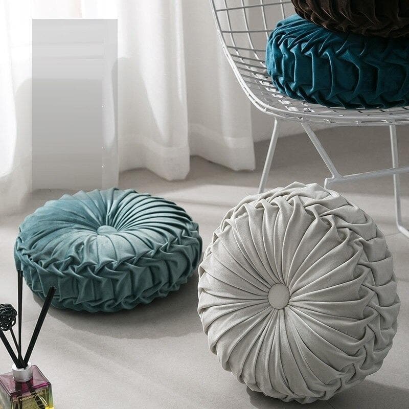 Round Tufted Velvet Cushion Feajoy