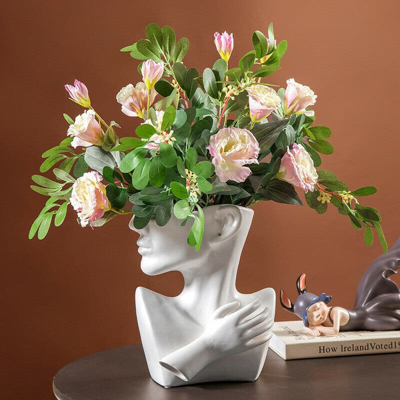 Woman Face Ceramic Plant Vase feajoy