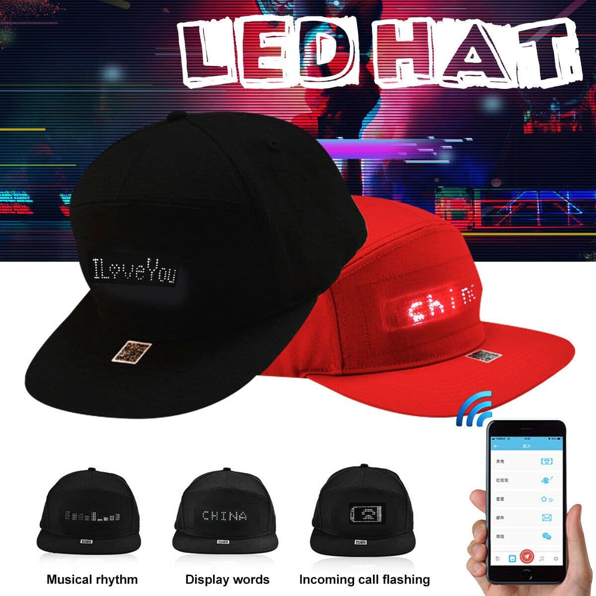 LED Message Hat dylinoshop