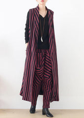 spring women fashion sleeveless cardigans and casual pant red striped two pieces AM-TCT201223