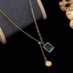 Stainless Steel Necklaces Charm Jewelry NCJSO3 Green Luxury Emerald Touchy Style