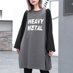 stylish gray cotton blended blouse oversized O neck holiday tops fine patchwork Fake two pieces cotton blended blouses AT-LTP1809911