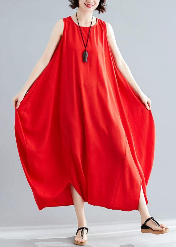 summer cotton red loose jumpsuit pants stylish sleeveless harem pants dylinoshop