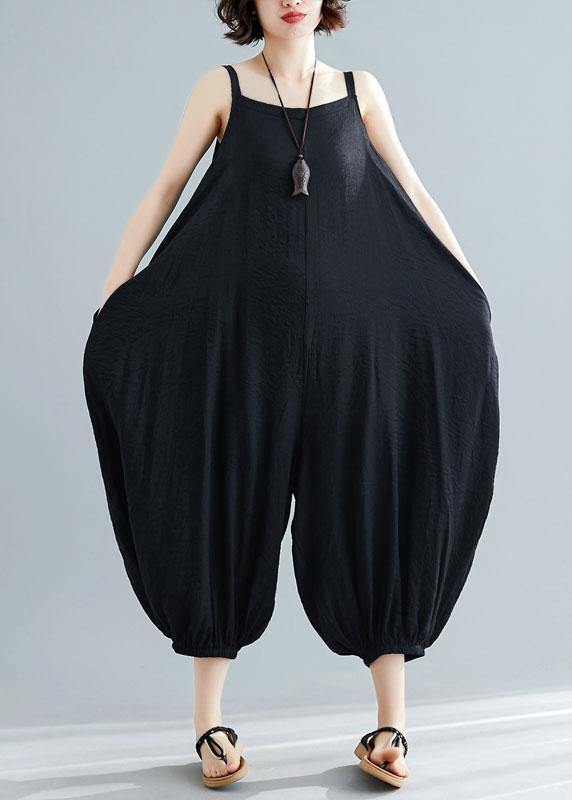 summer new plus size cotton women jumpsuit pants high waist casual carpenter crop pants dylinoshop