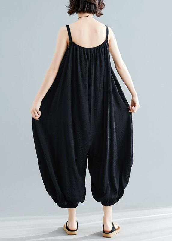 summer new plus size cotton women jumpsuit pants high waist casual carpenter crop pants dylinoshop