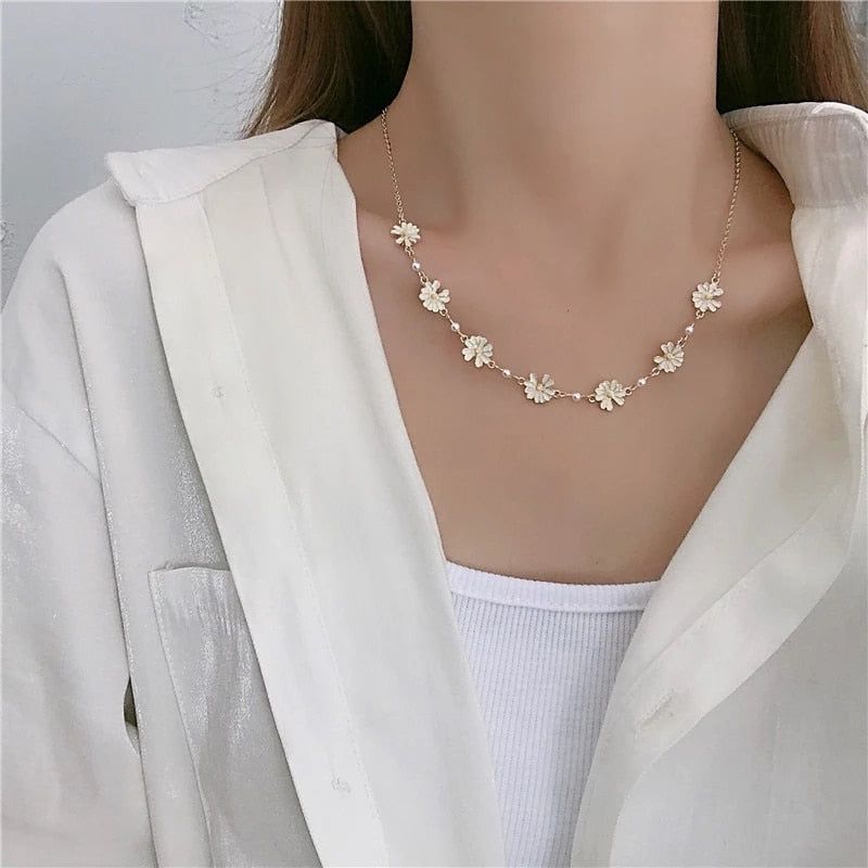 Sweet White Flowers Bracelets Necklaces Rings Earrings Charm Jewelry Set XOS0440 Touchy Style