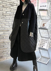 thick black overcoat clothing down jacket v neck patchwork winter coats AT-DJK201228