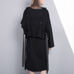 fine black oversize casual dress false two pieces casual O neck clothing dresses AT-FDM1809911