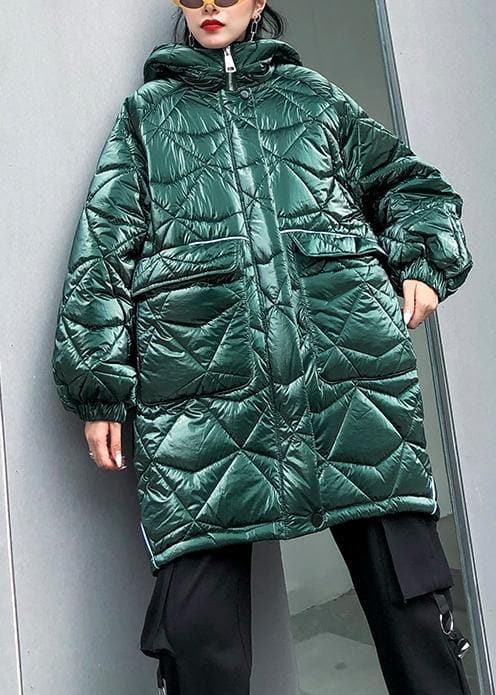 fine oversize winter jacket green hooded zippered Parkas for women AT-DJK191113