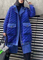 trendy plus size Coats winter outwear blue lapel zippered Parkas for women AT-DJK201217