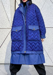 trendy plus size Coats winter outwear blue lapel zippered Parkas for women AT-DJK201217