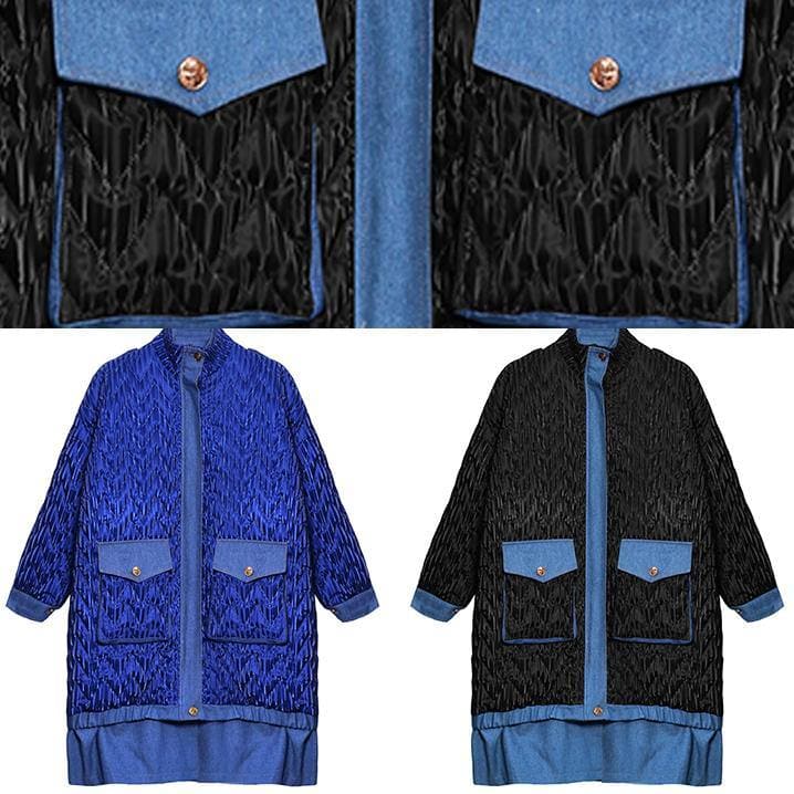 trendy plus size Coats winter outwear blue lapel zippered Parkas for women AT-DJK201217