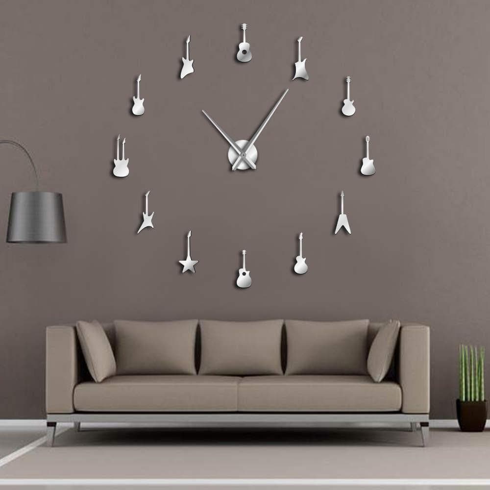 Rock n Roll Frameless DIY Guitar Wall Clock feajoy