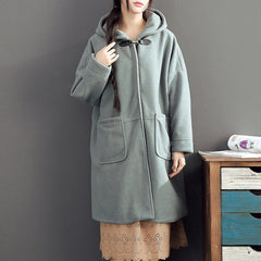 warm fall woolen outfits light green oversize pockets long sleeve coats CTS171101