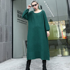 warm green sweater dresses casual O neck pullover sweater fine long sleeve sweater AT-NSD180917