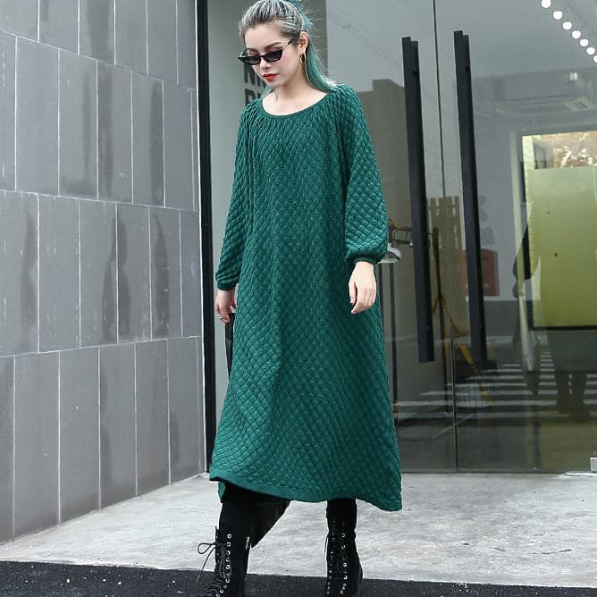 warm green sweater dresses casual O neck pullover sweater fine long sleeve sweater AT-NSD180917