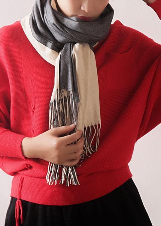 warm women tassel gray scarves small fresh imitation cashmere scarf AM-SCF191107