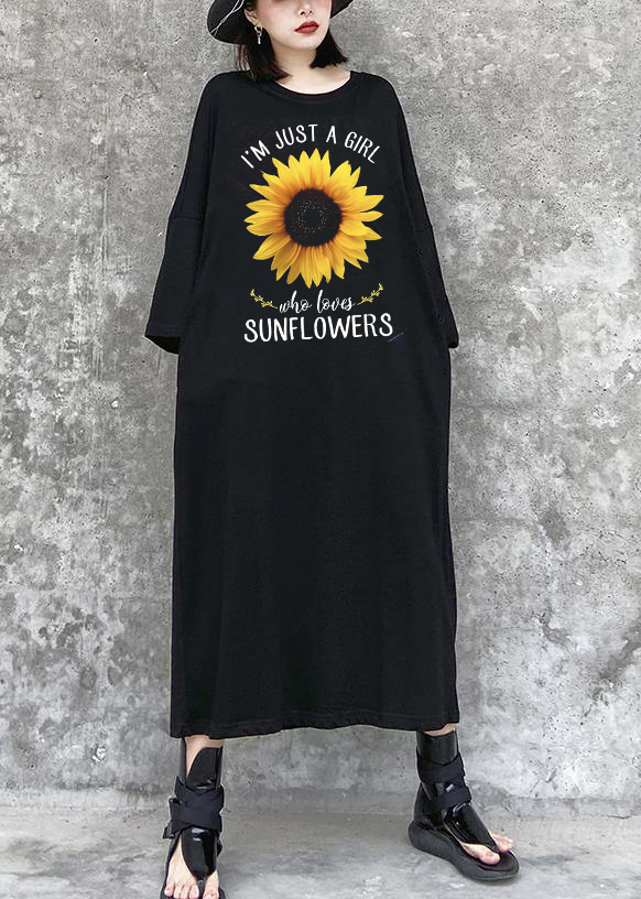 Gothic Sunflower Black Maxi Dress AT-FDL200909-PS