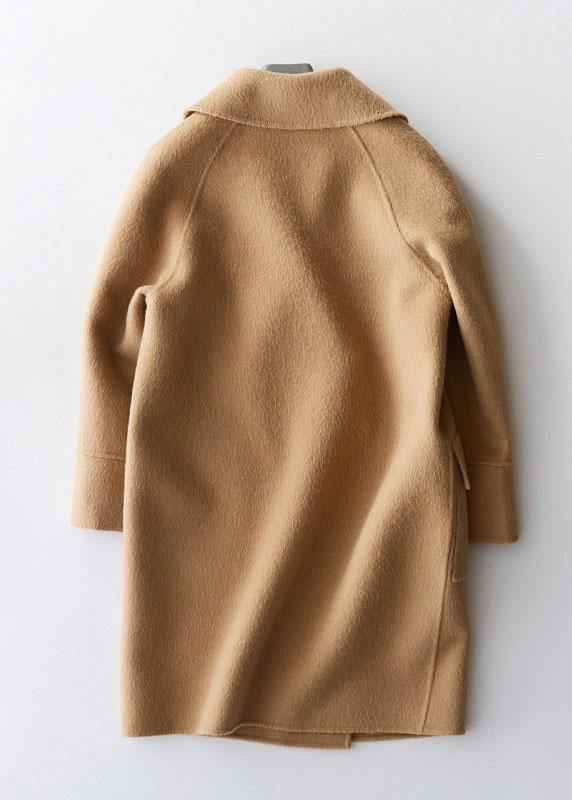 women Loose fitting winter jackets big pockets women coats beige wool coat TCT190821