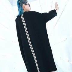 women black knee plus size traveling dress Batwing Sleeve baggy dresses fine O neck cotton dresses AT-FDM180917