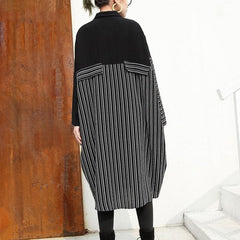 women black linen dresses Loose fitting linen clothing dresses fine patchwork striped cotton clothing AT-FDL180213