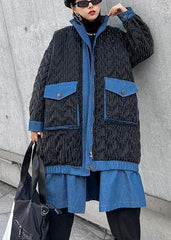 women black outwear plus size snow jackets lapel zippered winter outwear AT-DJK201217