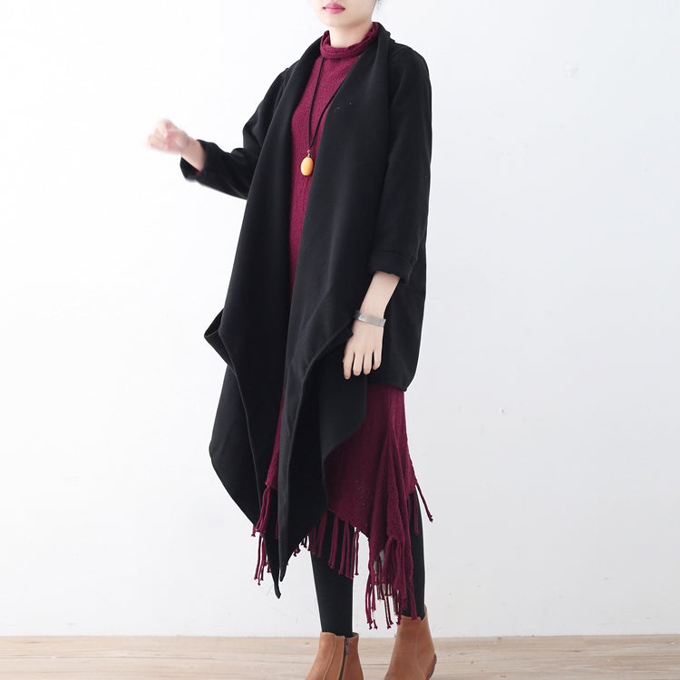 women black woolen coat plus size clothing long coats boutique trench coat AM-CDG171124