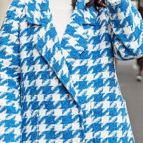 women blue white Plaid Wool Coat casual Notched long coat boutique pockets long coats TCT181016