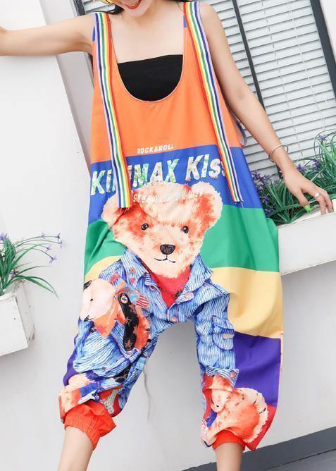 women jumpsuit cartoon print loose ming harem strap pants dylinoshop