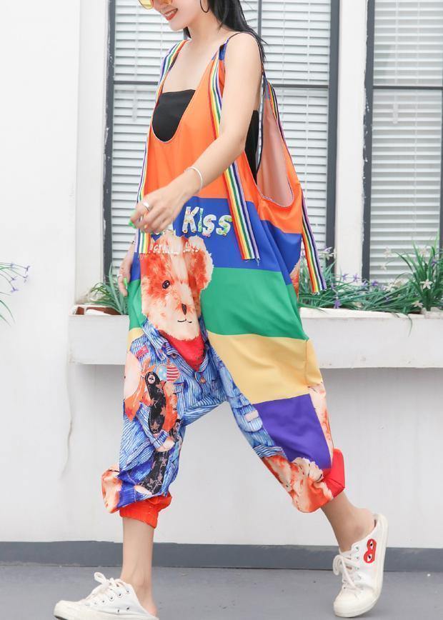 women jumpsuit cartoon print loose ming harem strap pants dylinoshop