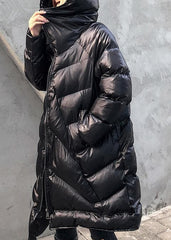 women plus size winter coats black hooded zippered womens parkas AT-DJK191113