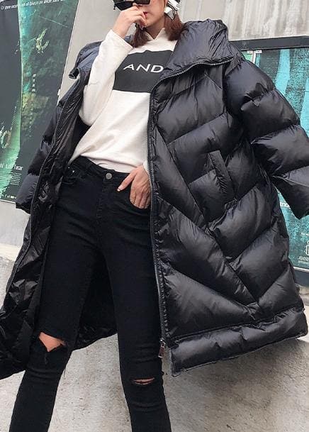 women plus size winter coats black hooded zippered womens parkas AT-DJK191113