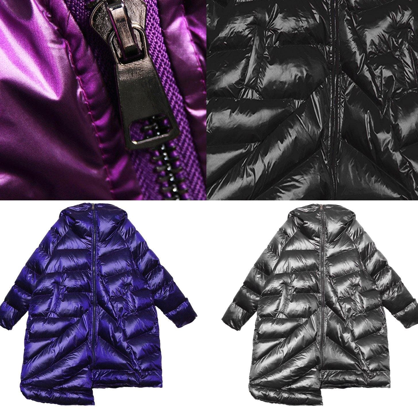 women plus size winter coats black hooded zippered womens parkas AT-DJK191113