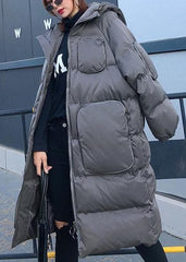 women trendy plus size winter jacket overcoat gray hooded zippered women parka AT-DJK191113