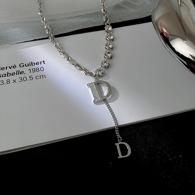 Zircon D Letter Long Necklaces Charm Jewelry NCJSO09 Touchy Style